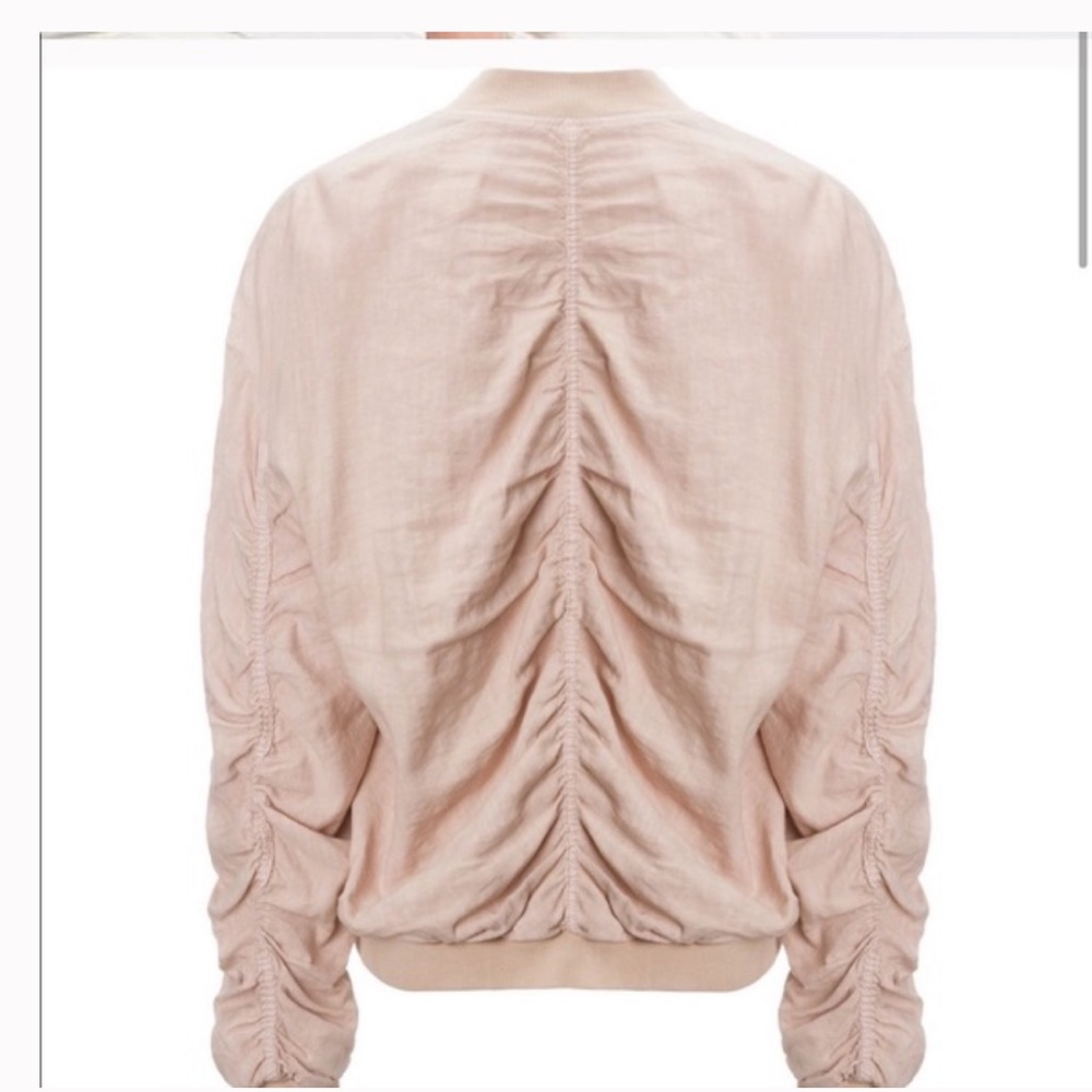 Free People Ruched Linen Bomber Jacket - Picture 2 of 5
